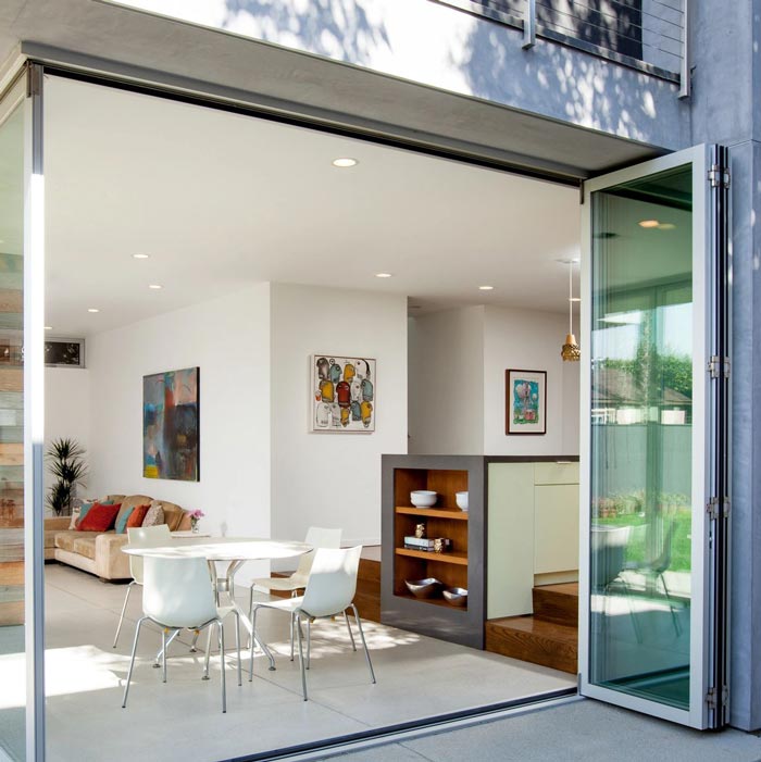 bifold doors leading to dining room